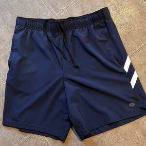 ZELOS Blue and White Athletic Shorts with Elastic Waistband
